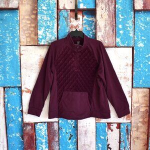 Women's St Johns Bay Active Quilted Pullover Sweatshirt Valour 2XLARGE Burgundy